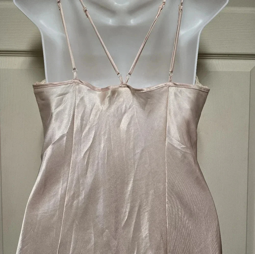 Vintage 90’s Victoria's Secret Blush Satin n Lace Front Split Ankle Gown Sz Med - Picture 11 of 17